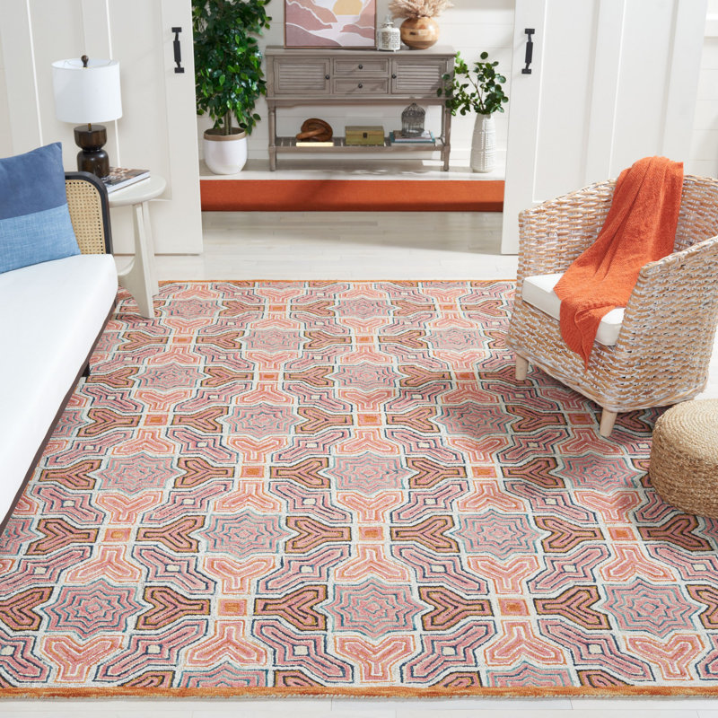 Union Rustic Deyoung Wool Pink/Orange Rug Wayfair